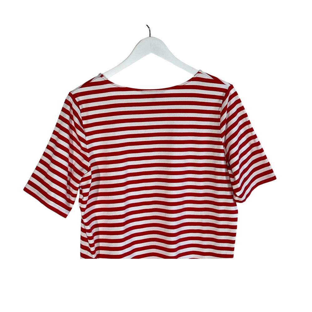 Lauren Ralph Lauren Top Womens 2X T-Shirt Short Cuff Sleeve Red/White Stripe - Picture 8 of 11